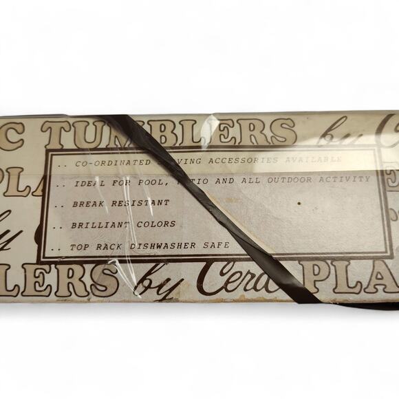 Vintage Cera Glass Les Plastique Tumblers 6pc Tomatoes 15oz Plastic Cups - Picture 12 of 14